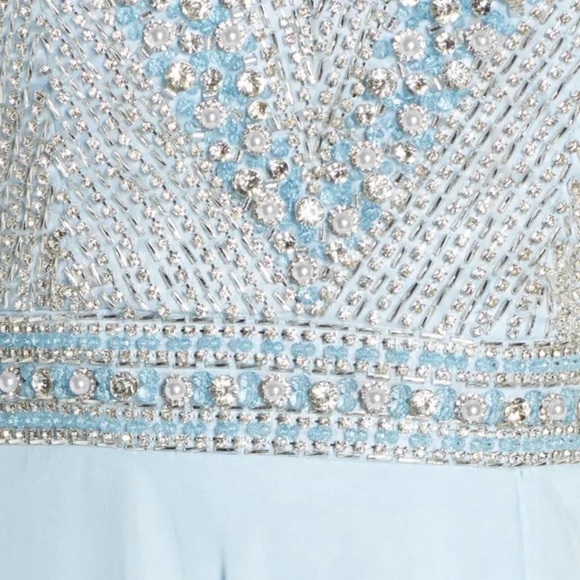 Mac Duggal NEW Beaded Halter Chiffon A-Line Gown 6 bABY blue Prom Formal dress - Picture 5 of 8